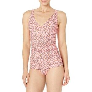 Amazon Essentials Women's Tankini Swim Top Pink Peach Floral M